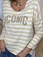 Charger l'image dans la galerie, T-shirt VANILLE marinière Ecru et Beige
