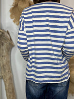 Charger l'image dans la galerie, T-shirt VANILLE marinière Ecru et Bleu
