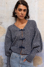 Charger l'image dans la galerie, Gilet NOE rayé Marine - Gold and Silver

