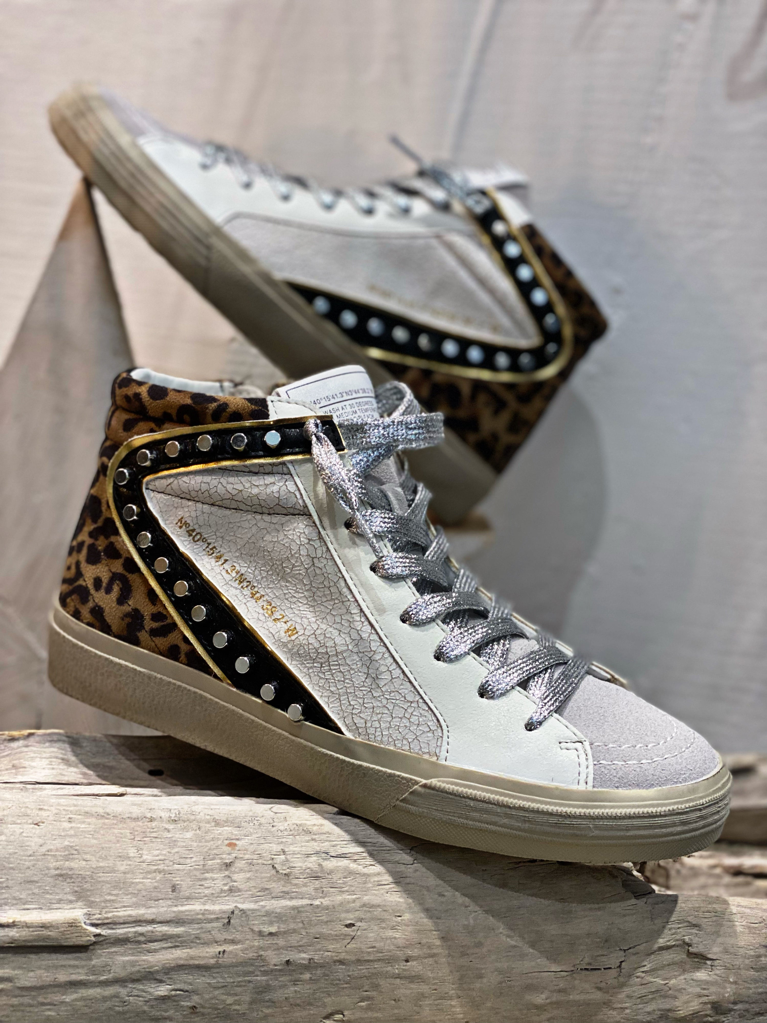 Baskets hautes NILA Blanc- Leopard