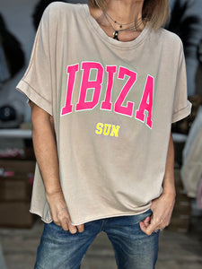 Tee shirt IBIZA Camel clair effet délavé