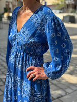 Charger l'image dans la galerie, Robe longue gaze de coton bleu - NERYS
