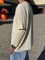 Charger l'image dans la galerie, Pull LOVE Ecru/Bleu Jeans
