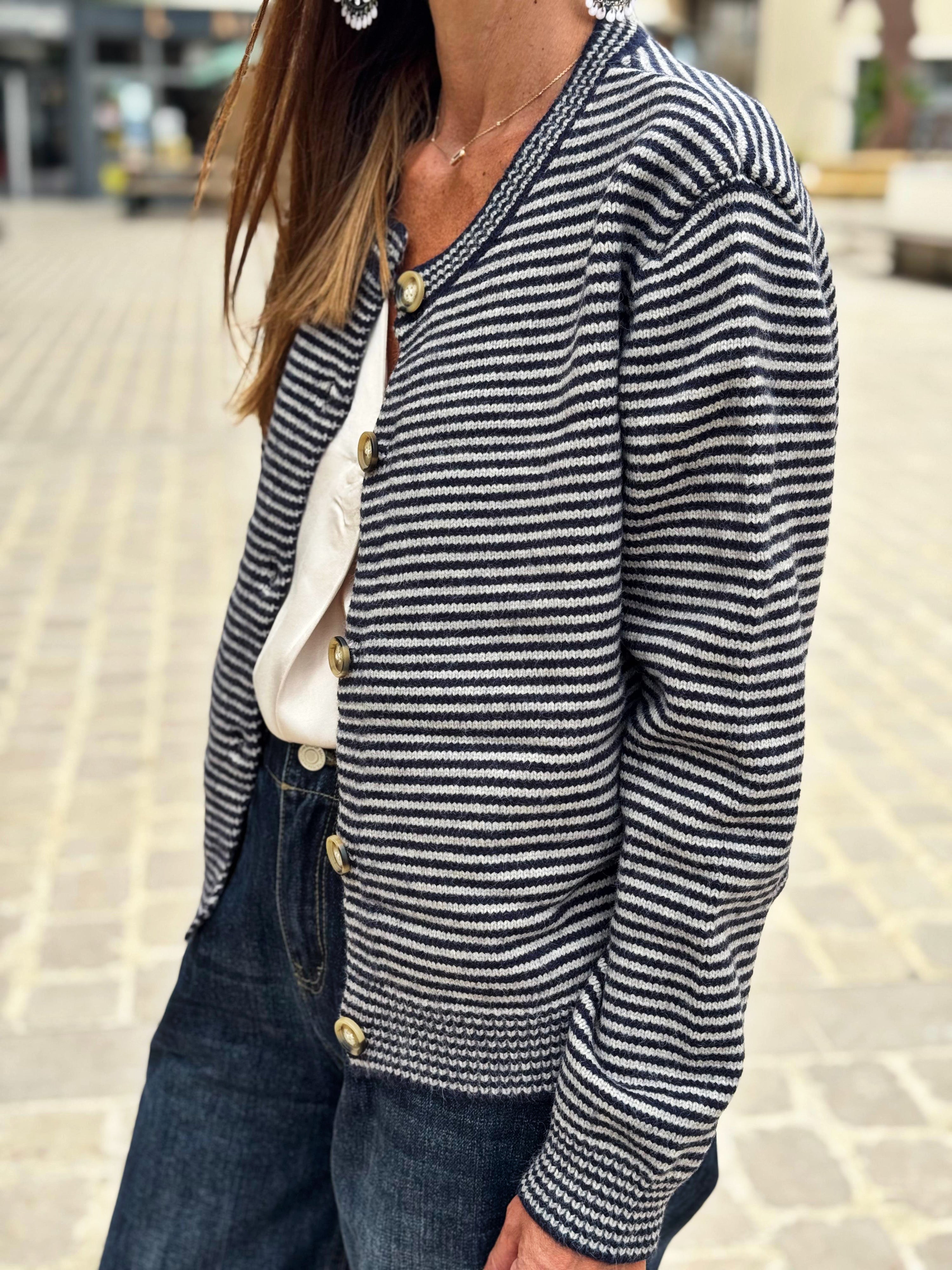 Ensemble Gilet et Echarpe FELIX Marine Gris