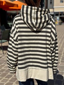 Sweat fin à capuche RIVAGE Kaki/Ecru