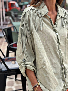 Chemise DAKOTA Kaki effet délavé