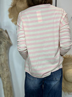 Charger l'image dans la galerie, T-shirt VANILLE marinière Ecru et Rose
