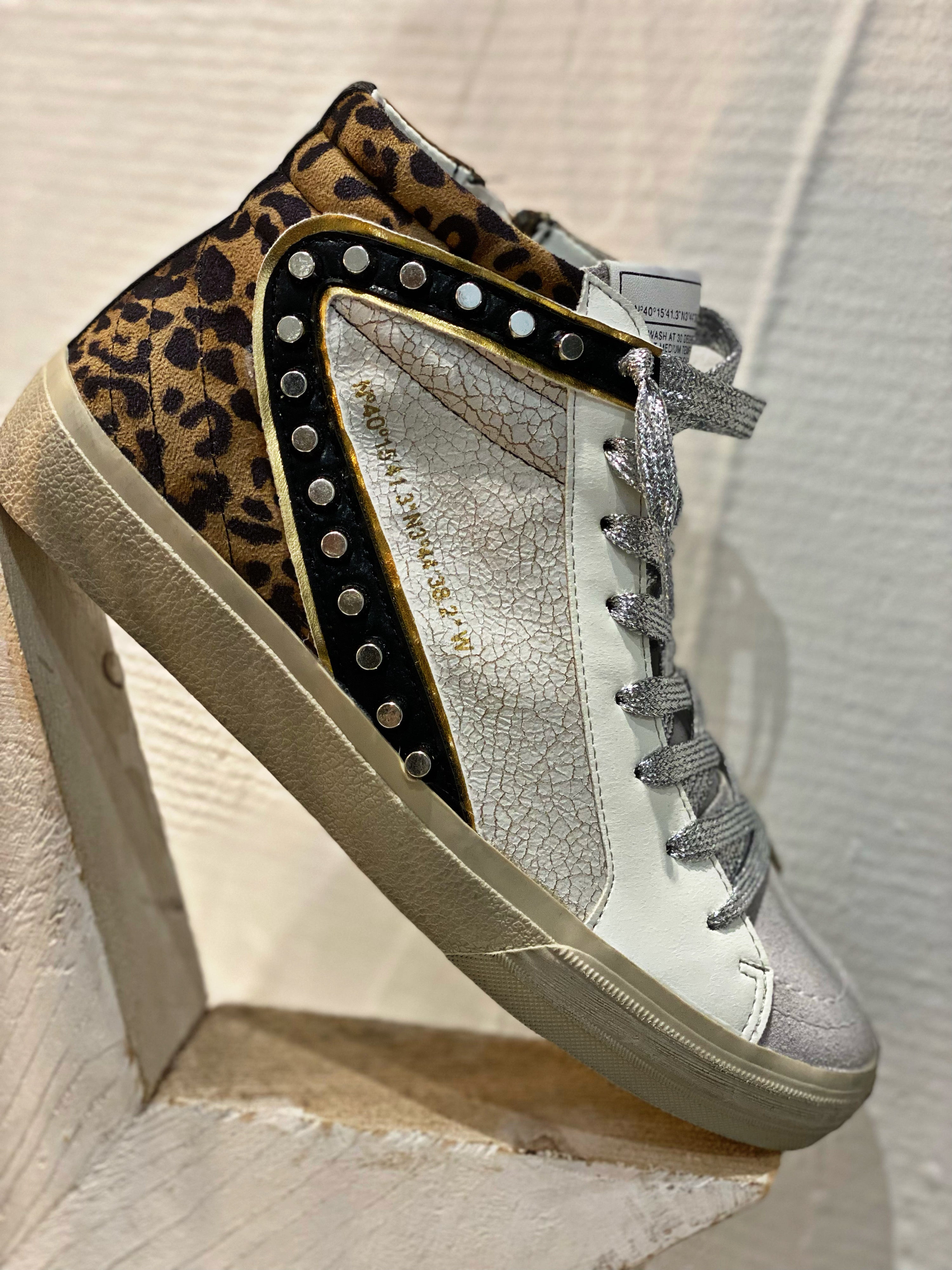 Baskets hautes NILA Blanc- Leopard