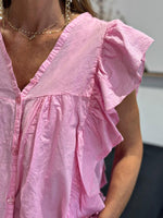 Charger l'image dans la galerie, Blouse volantée Rose malabar sans manches NOVELINE
