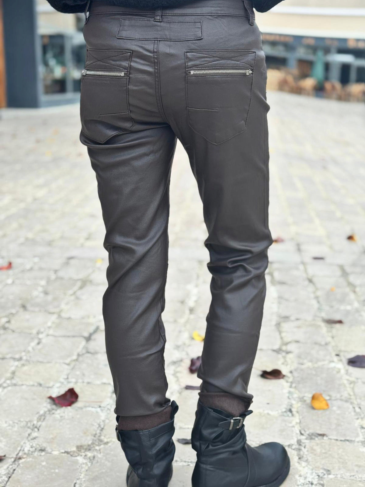 Pantalon simili cuir MAX Choco
