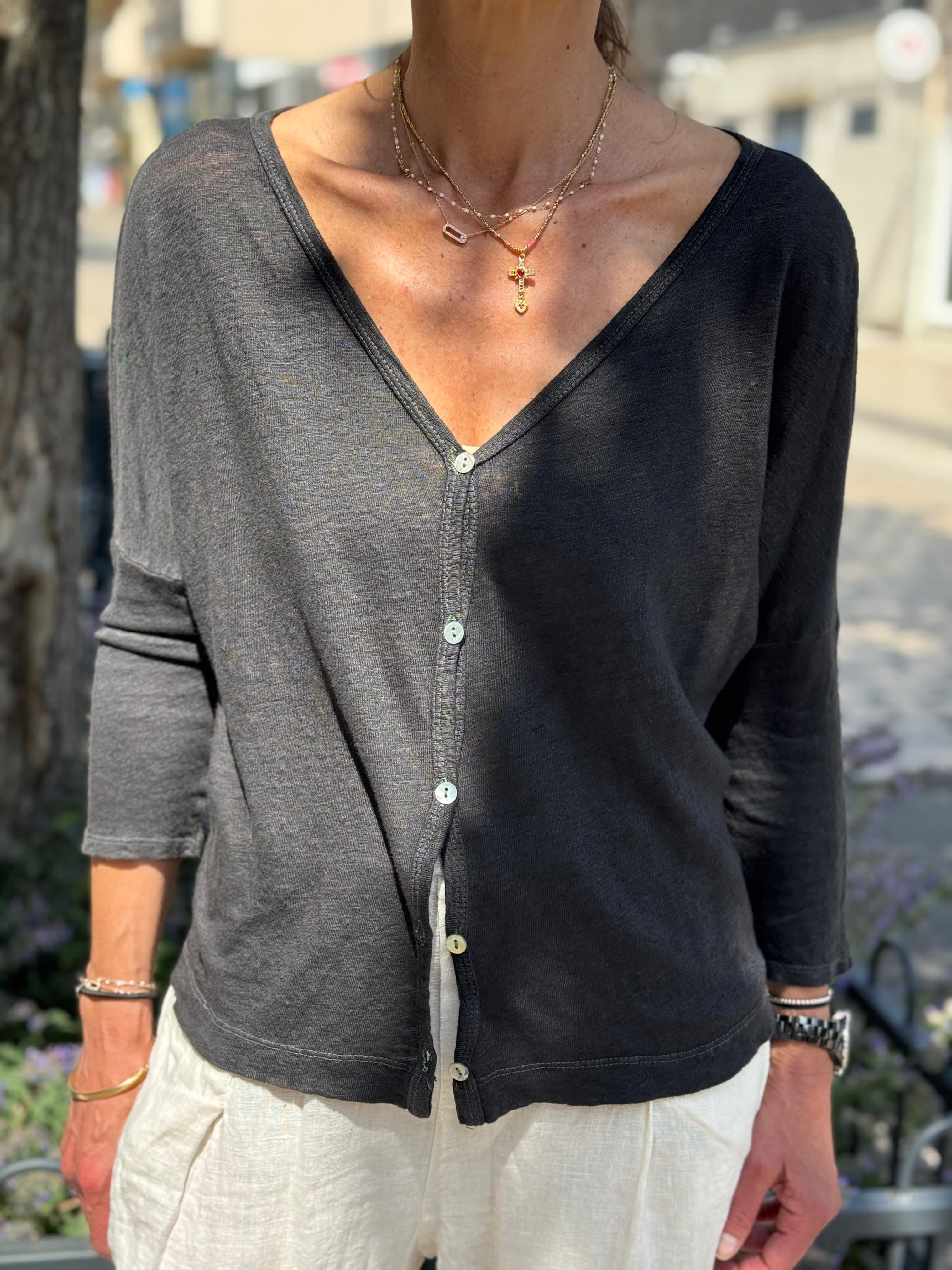Gilet lin TITO Anthracite
