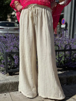 Charger l&#39;image dans la galerie, Pantalon gaze de coton YAGO Ecru
