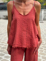 Charger l'image dans la galerie, Ensemble top et pantalon Terracotta - JANEL
