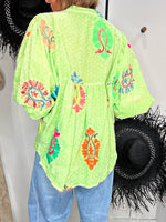 Charger l'image dans la galerie, Blouse imprimée Verte - 46
