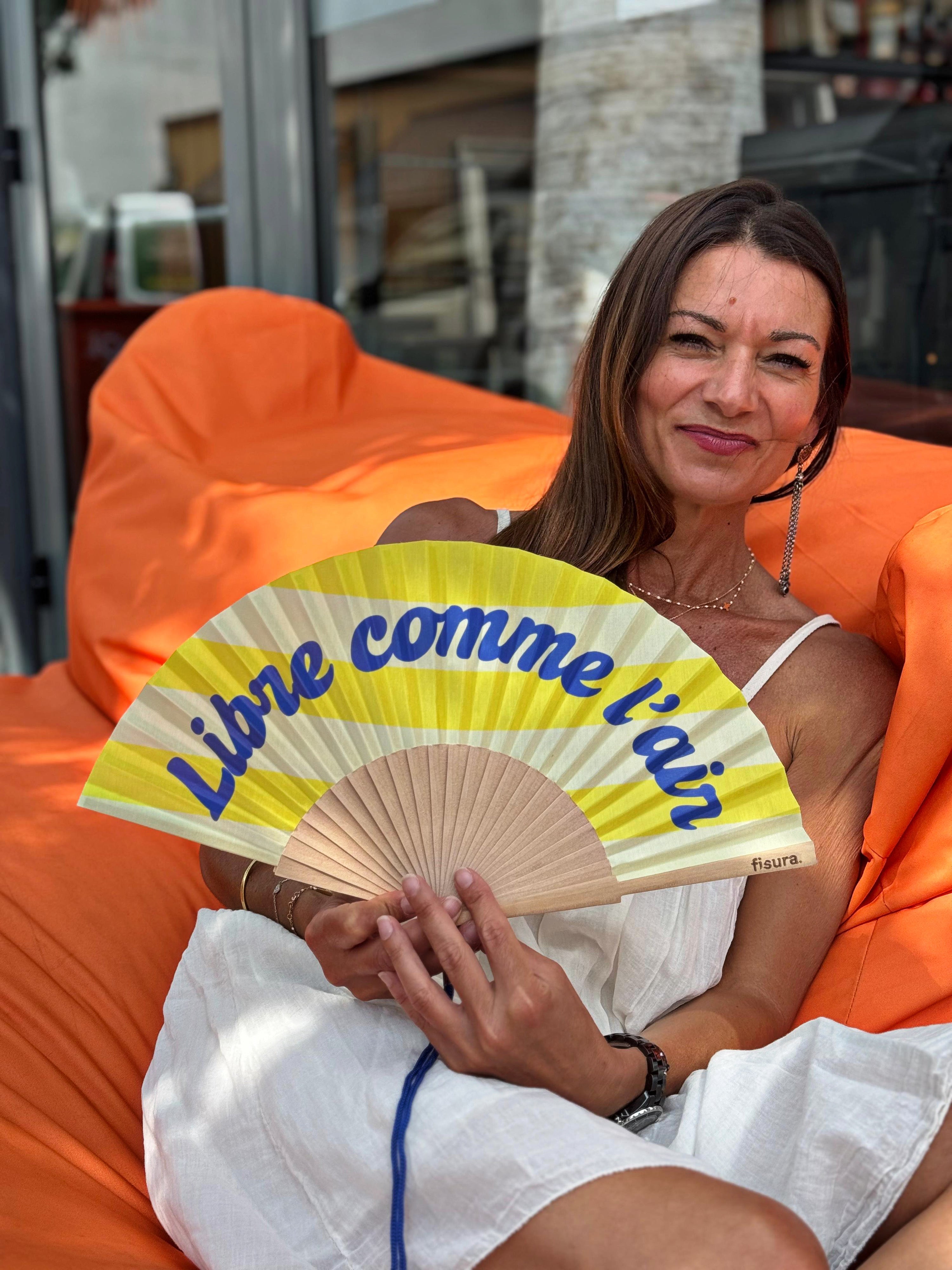 Eventail "LIBRE COMME L'AIR" Jaune - Fisura