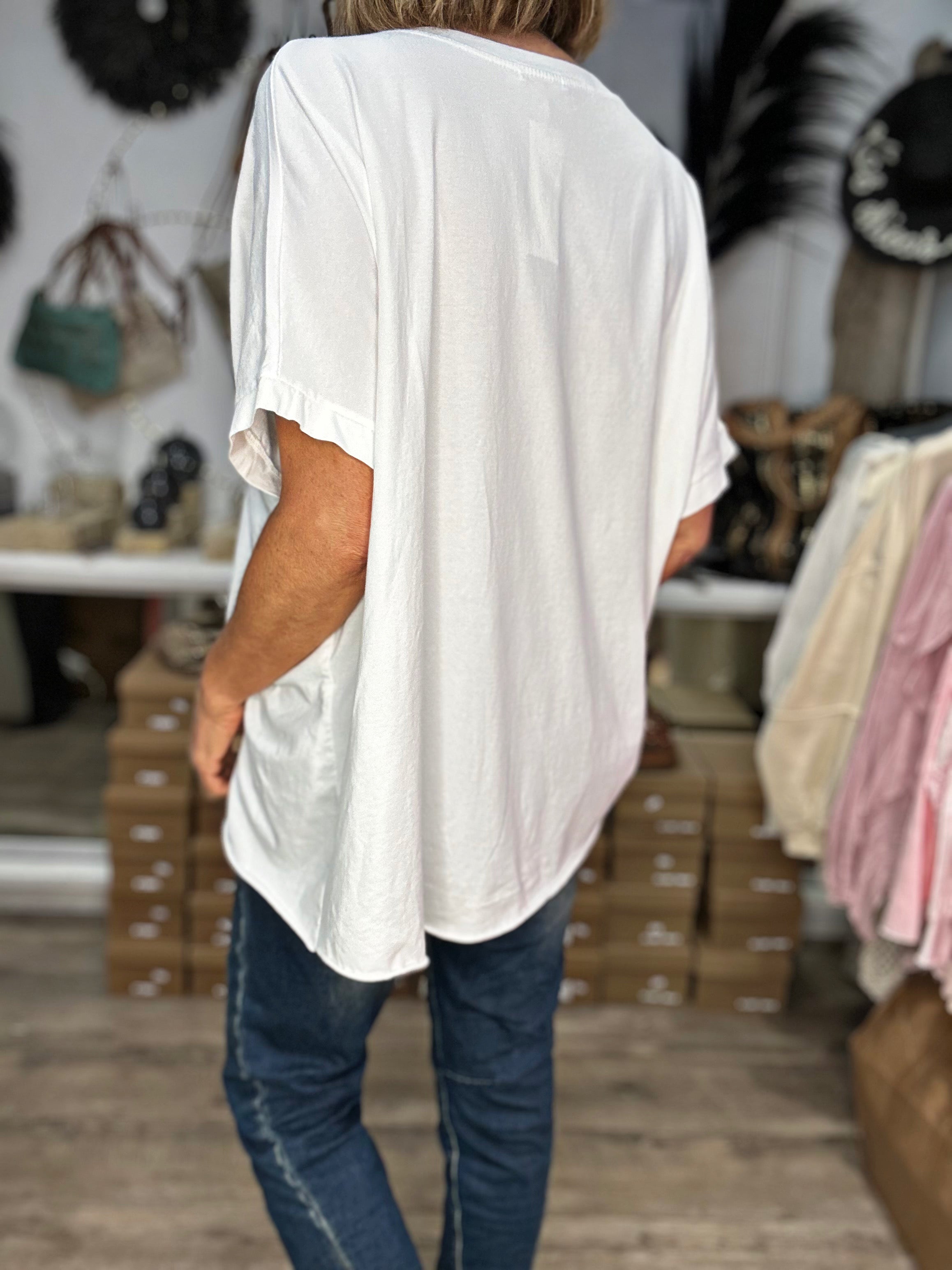Tee shirt LEONIE Blanc/Fuchsia