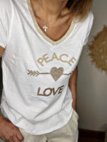 Charger l&#39;image dans la galerie, Tee shirt Peace Love Blanc
