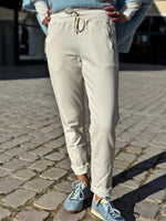 Charger l'image dans la galerie, Pantalon jogging MIKO Ecru taille élastiquée bandes pailletées
