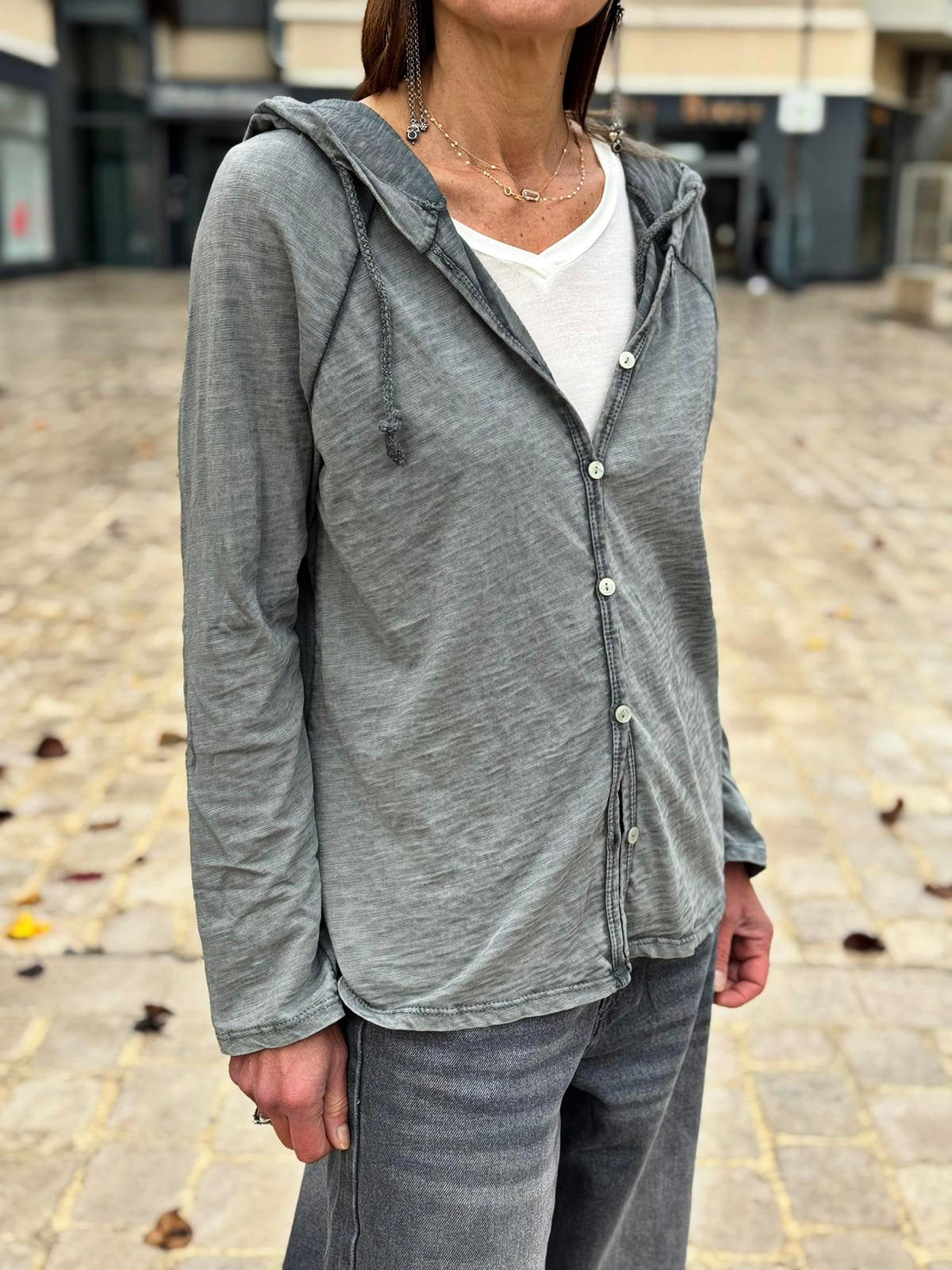 Haut à capuche TALNA Gris