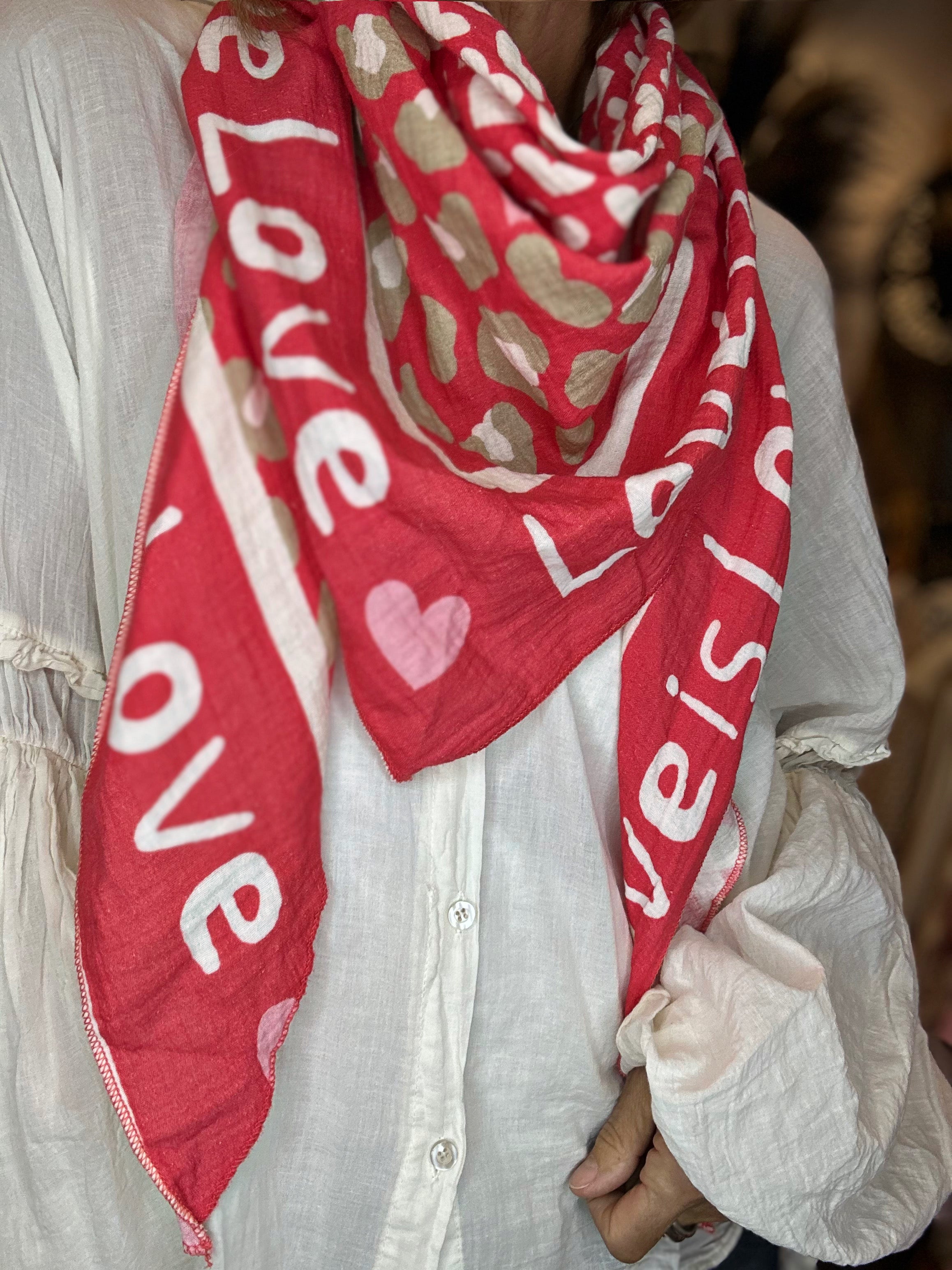 Foulard LOVE Rouge/Corail