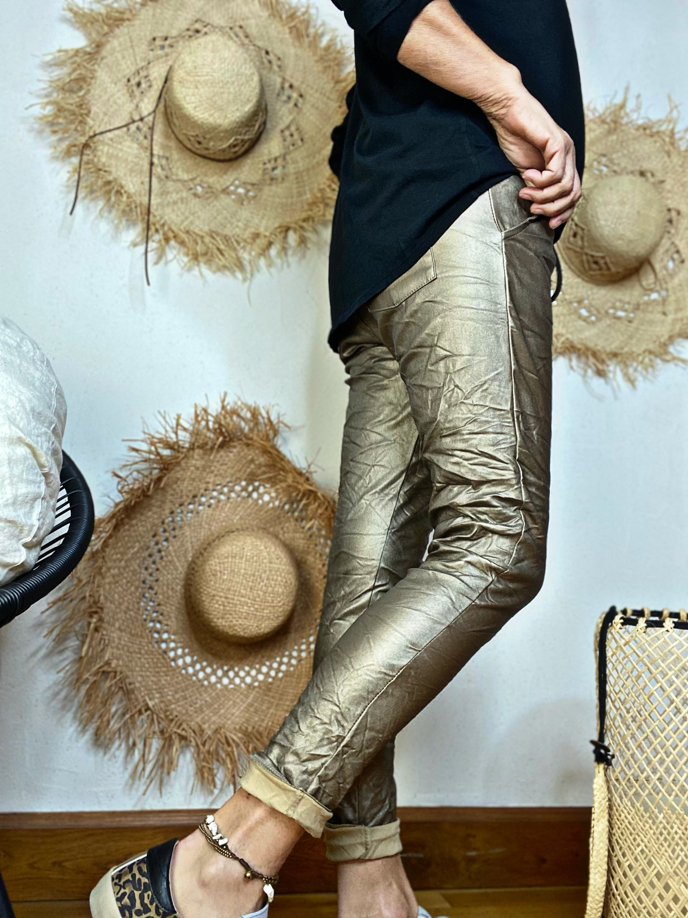 Pantalon simili JULIO Camel doré
