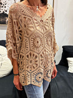 Charger l&#39;image dans la galerie, Pull crochet ZARA Camel
