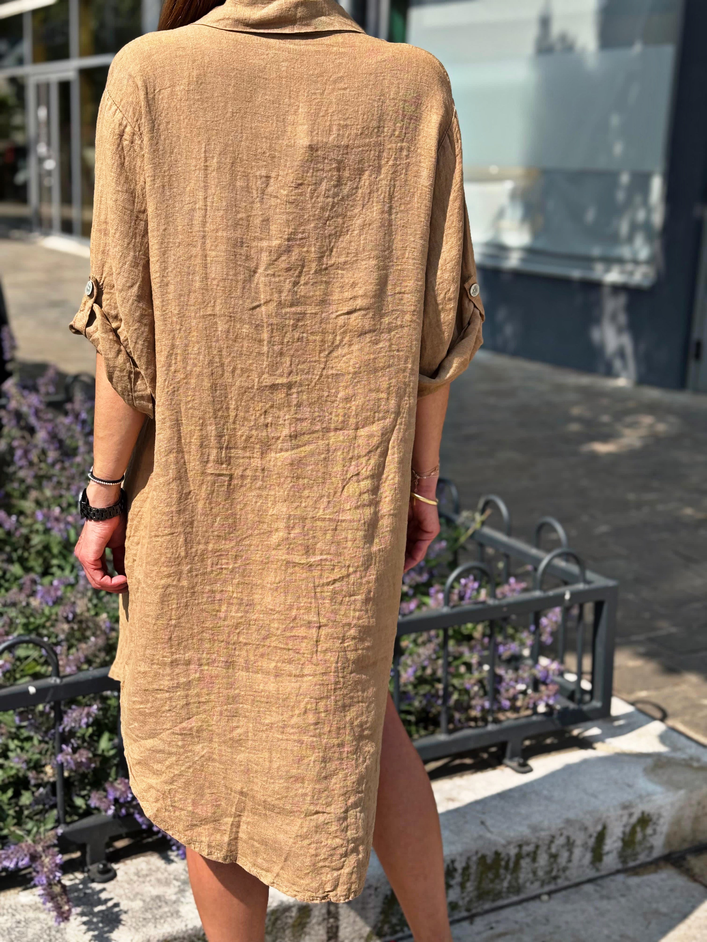 Robe lin  HAVANA Camel