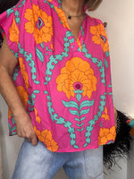 Charger l'image dans la galerie, Blouse imprimée Fuchsia - FLOWER
