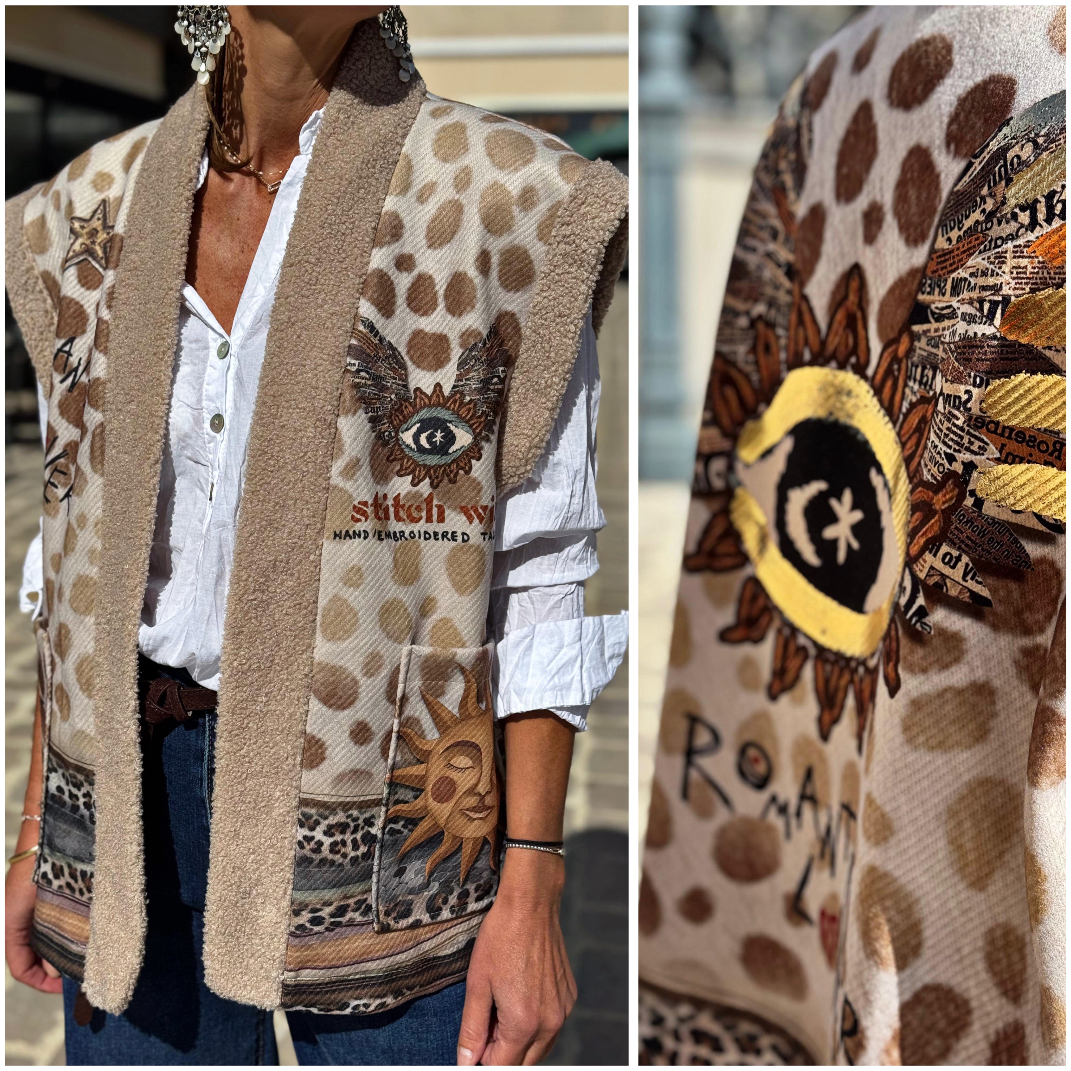 Gilet sans manche BASILE Beige/Choco