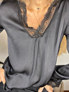 Top satiné RACHEL Noir