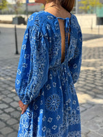 Charger l'image dans la galerie, Robe longue gaze de coton bleu - NERYS
