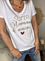 Charger l&#39;image dans la galerie, Tee shirt SUPER MAMAN D&#39;AMOUR Blanc
