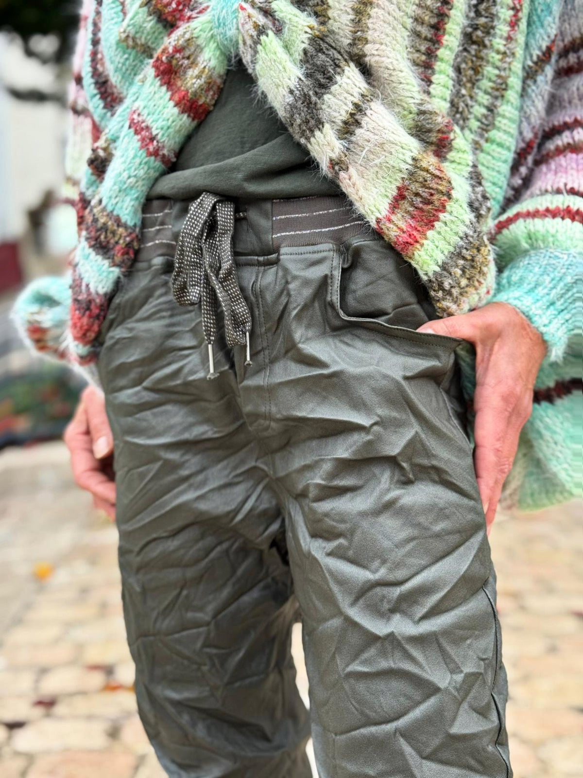 Pantalon simili cuir MADDOX Kaki