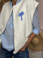 Charger l'image dans la galerie, Gilet sans manche PALMA Ecru/Bleu
