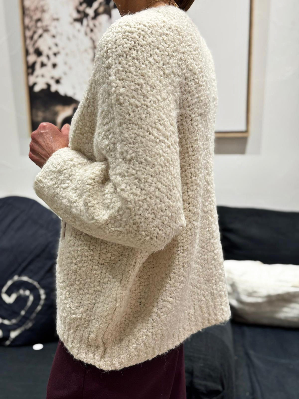 Pull BE HAPPY Lait/Bordeaux