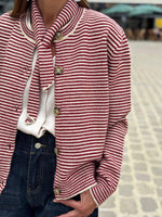 Charger l&#39;image dans la galerie, Ensemble Gilet et Echarpe FELIX Bordeaux Ecru
