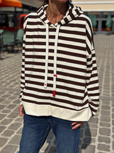 Sweat fin à capuche RIVAGE Choco/Ecru