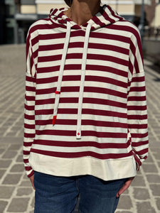 Sweat fin à capuche RIVAGE Bordeaux/Ecru
