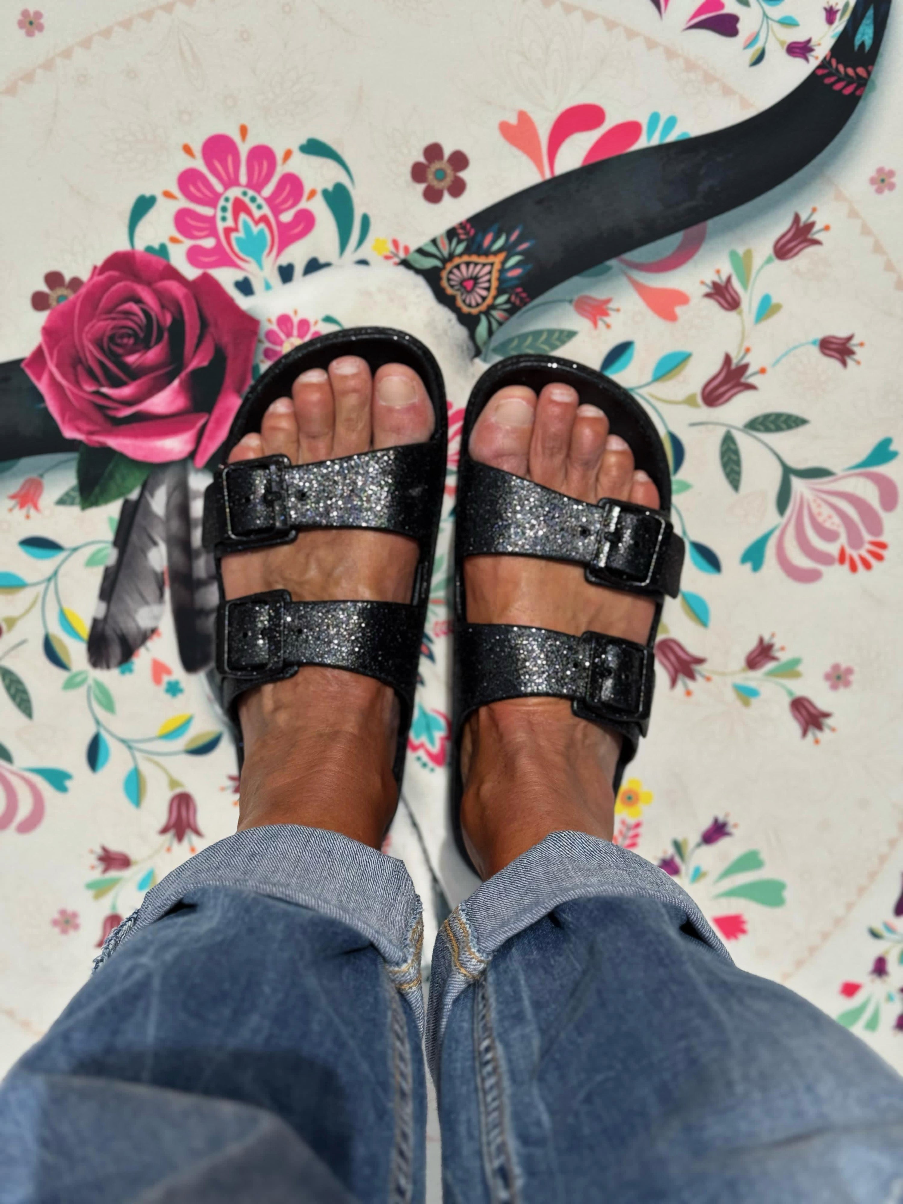 Sandales pailletées DINA Noir