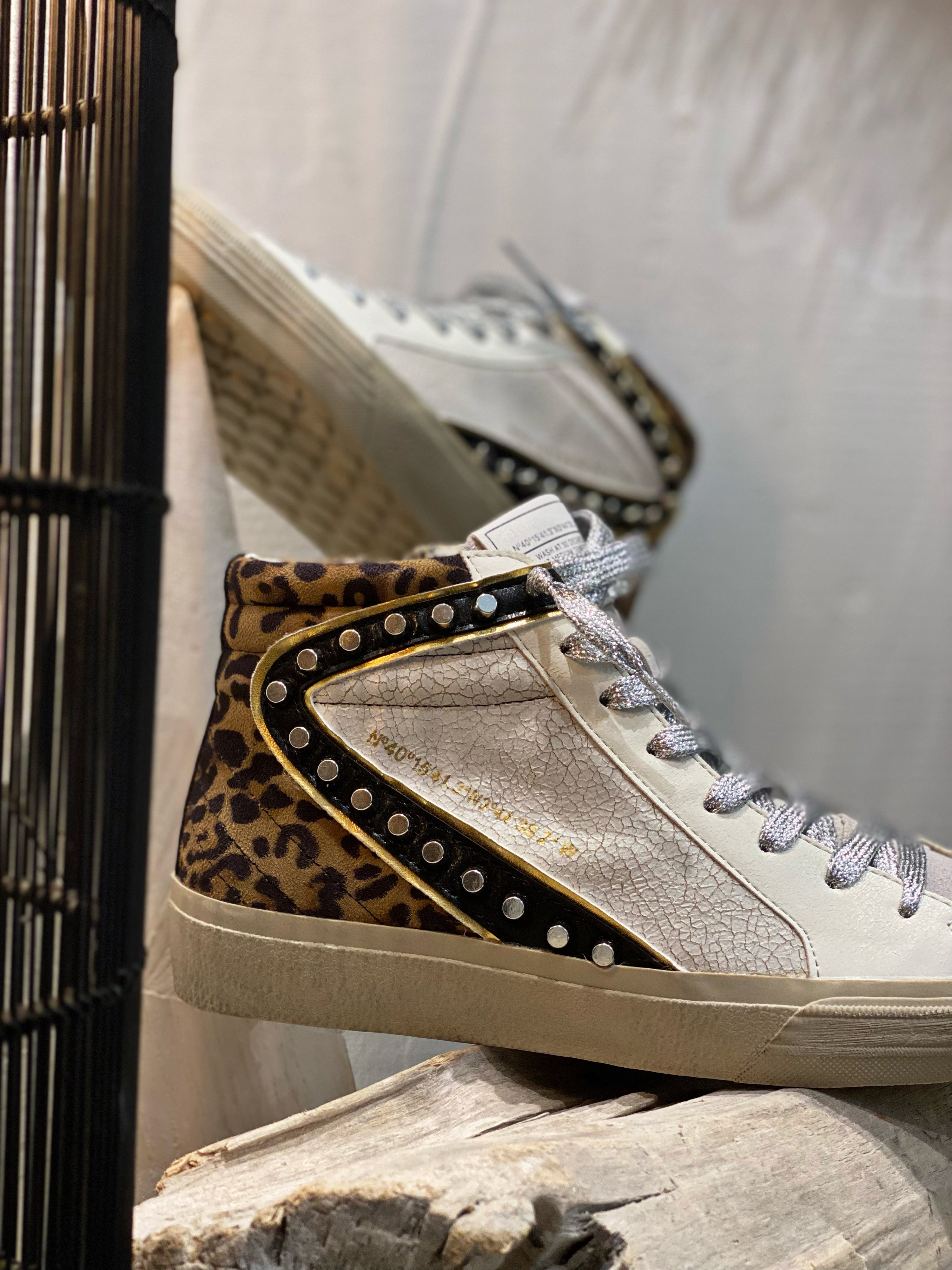 Baskets hautes NILA Blanc- Leopard