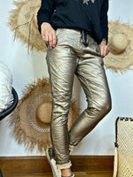 Charger l&#39;image dans la galerie, Pantalon simili JULIO Camel doré
