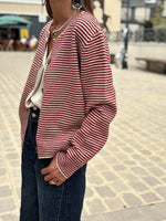 Charger l&#39;image dans la galerie, Ensemble Gilet et Echarpe FELIX Bordeaux Ecru
