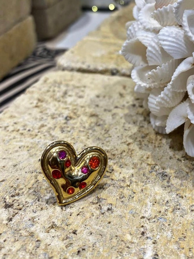 Bague COEUR Rouge Fuchsia