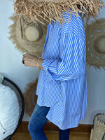 Charger l&#39;image dans la galerie, Chemise rayée JACKYE Blanc/Bleu
