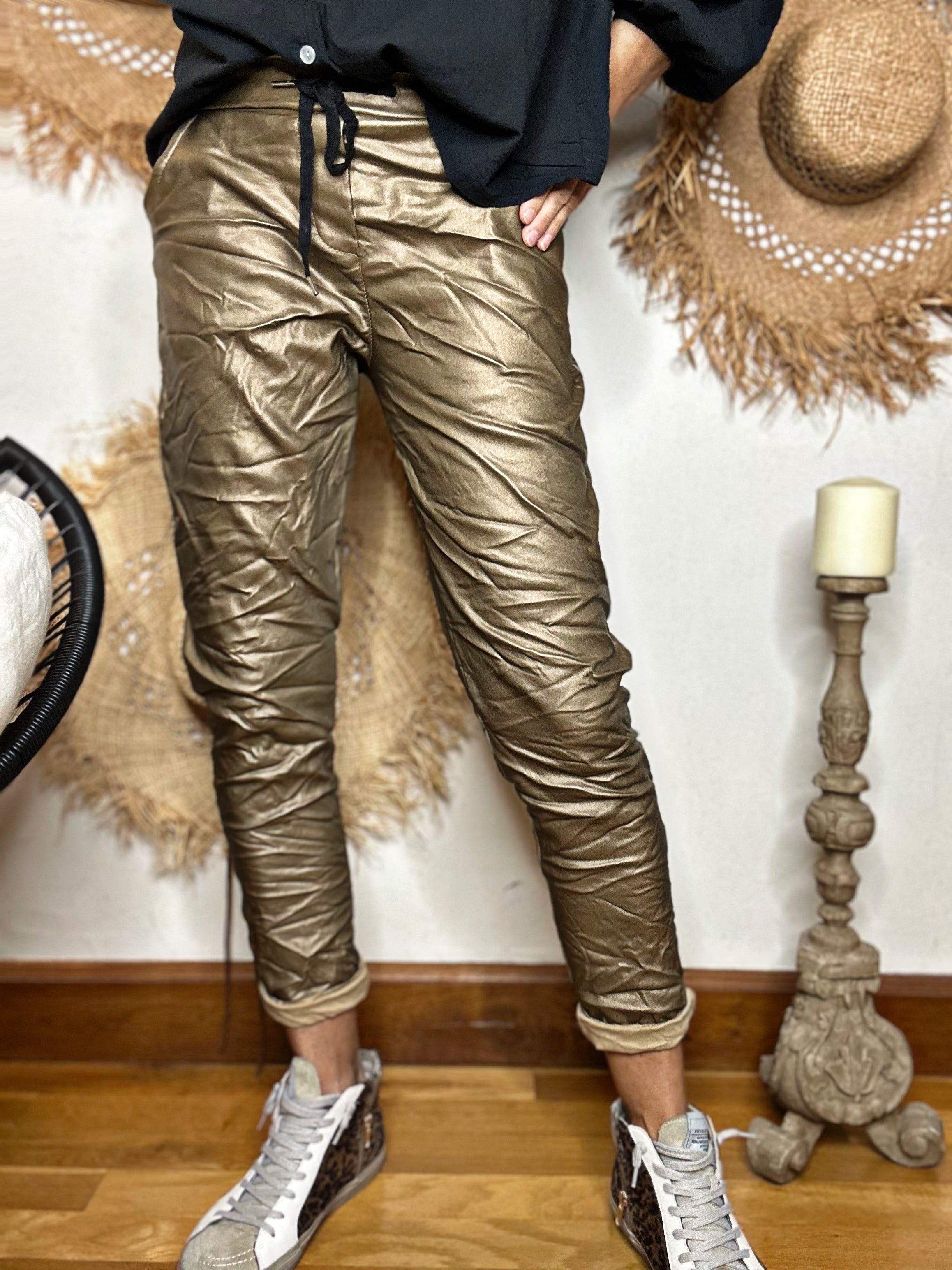 Pantalon simili LISANDRO Camel doré