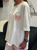 Charger l'image dans la galerie, Tee shirt blanc fluo tête de mort - SKULL
