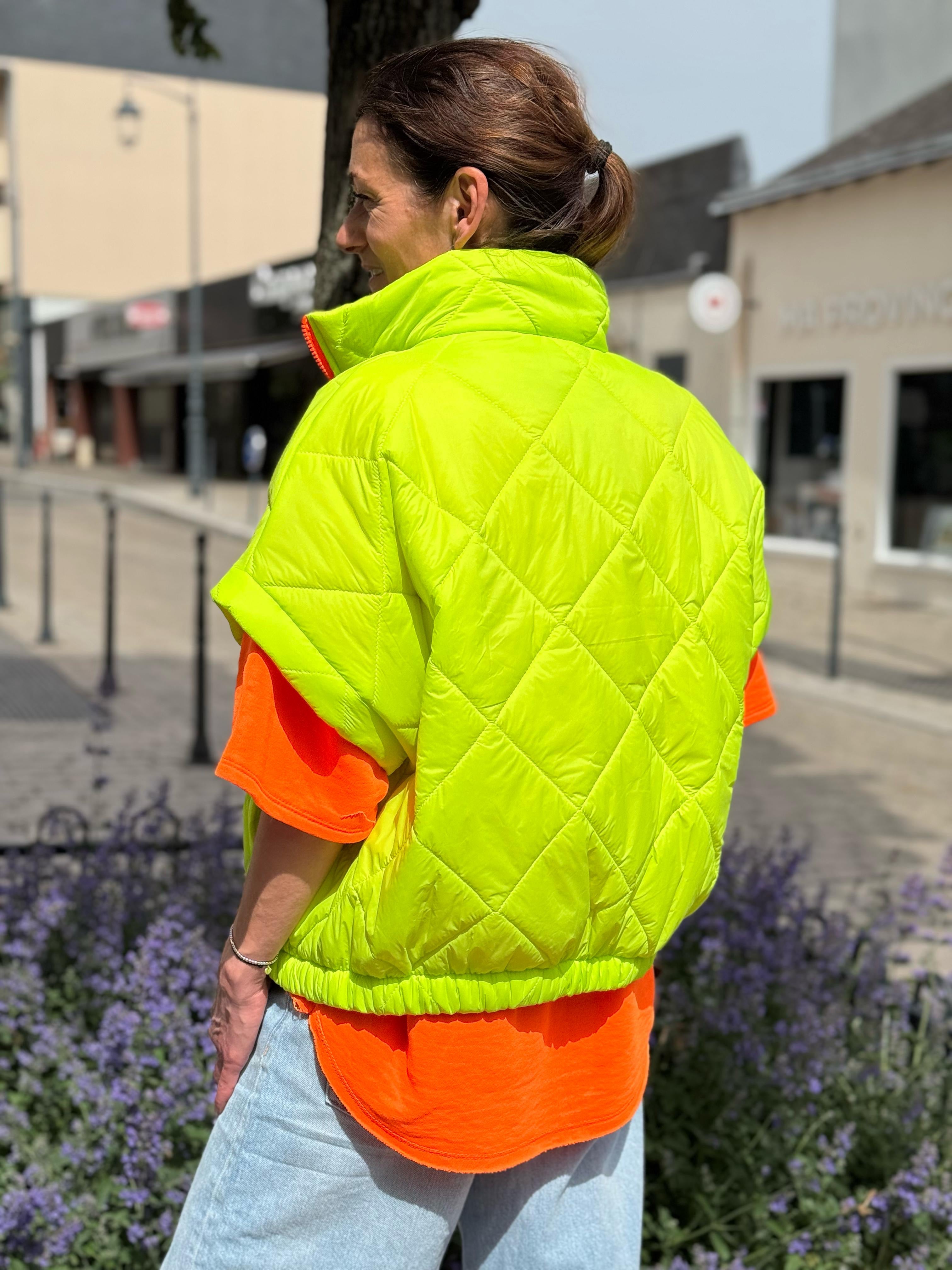Doudoune manches courtes FIZZ Jaune fluo