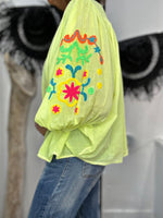 Charger l'image dans la galerie, Chemise Jaune fluo manches brodées AYA
