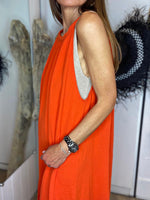 Charger l&#39;image dans la galerie, Robe longue gaze de coton SYBILLE Orange
