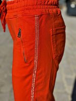 Charger l'image dans la galerie, Pantalon jogging MIKO Orange taille élastiquée bandes pailletées
